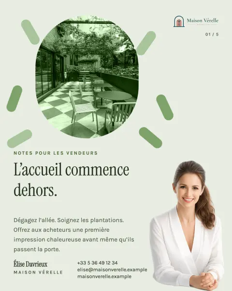 Publication carrousel pour vendeurs sur l’attrait extérieur : l’accueil commence dehors