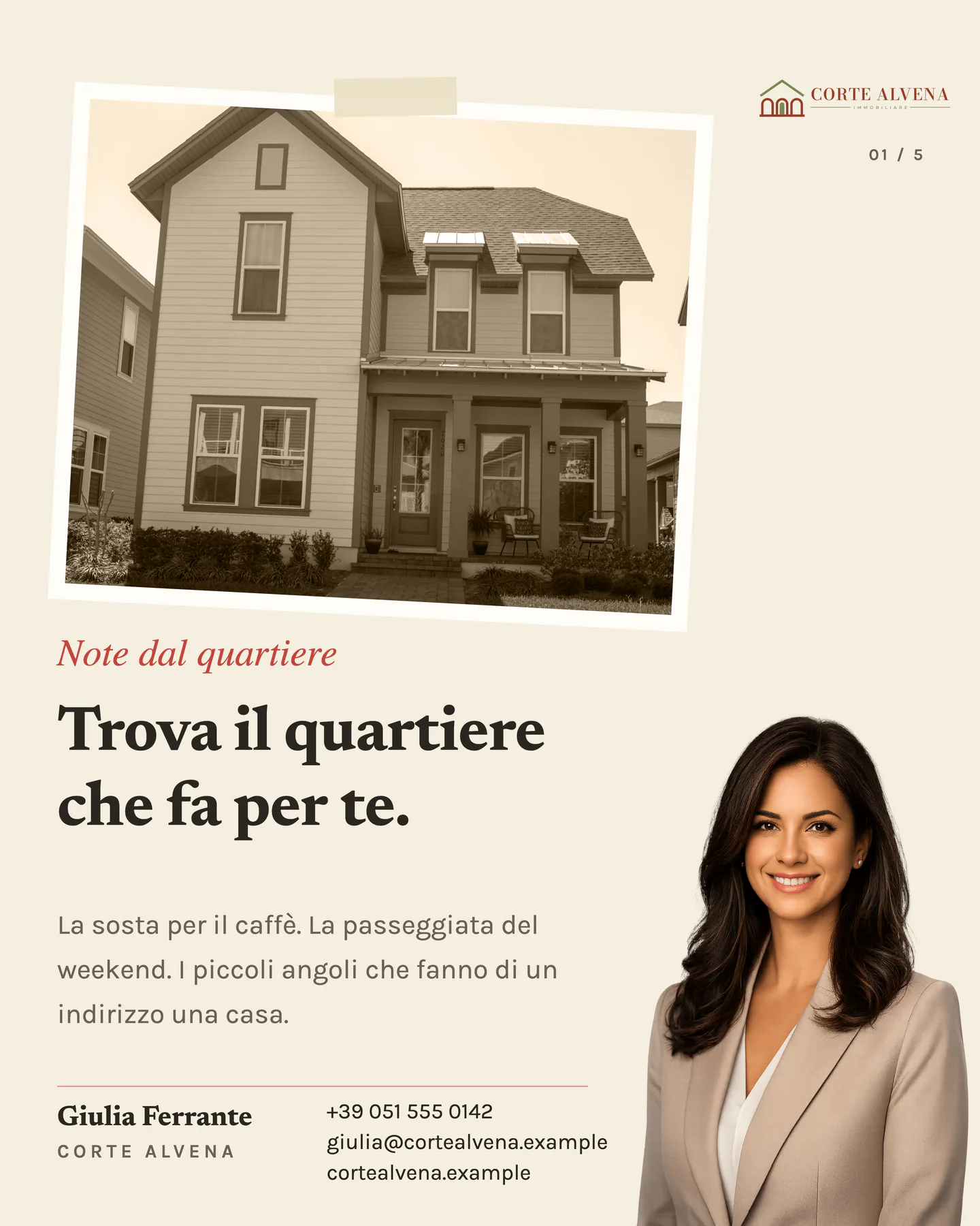 Modello Neighborhood Notes con contenuti di esempio
