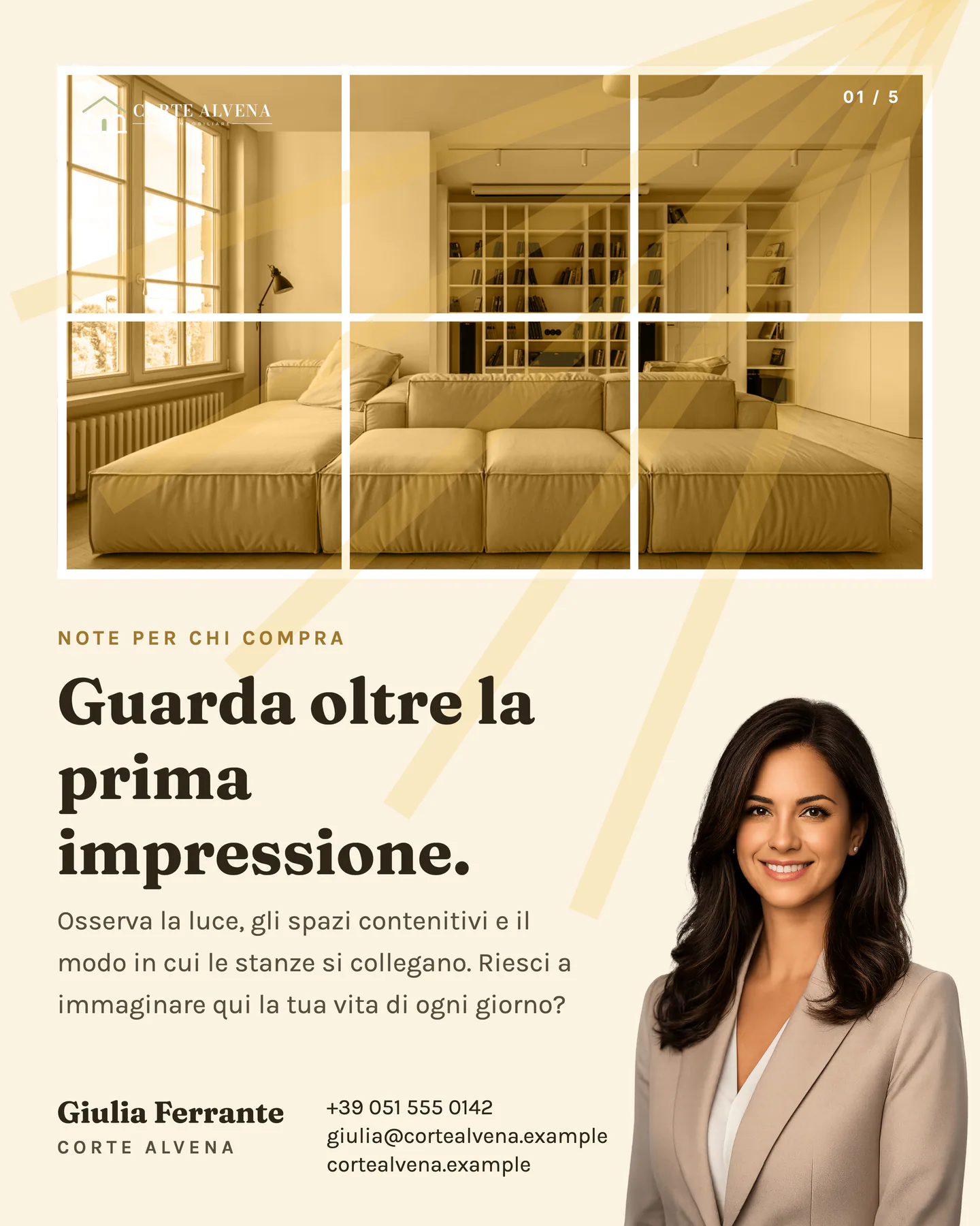 Modello Sun Room con contenuti di esempio