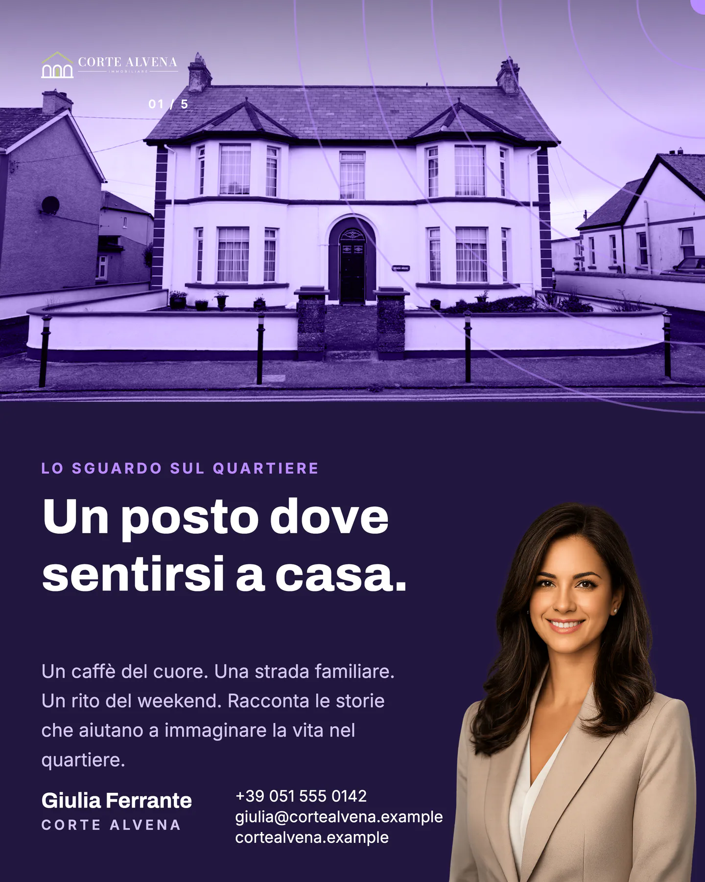 Modello The Signal con il brand fittizio Corte Alvena Immobiliare