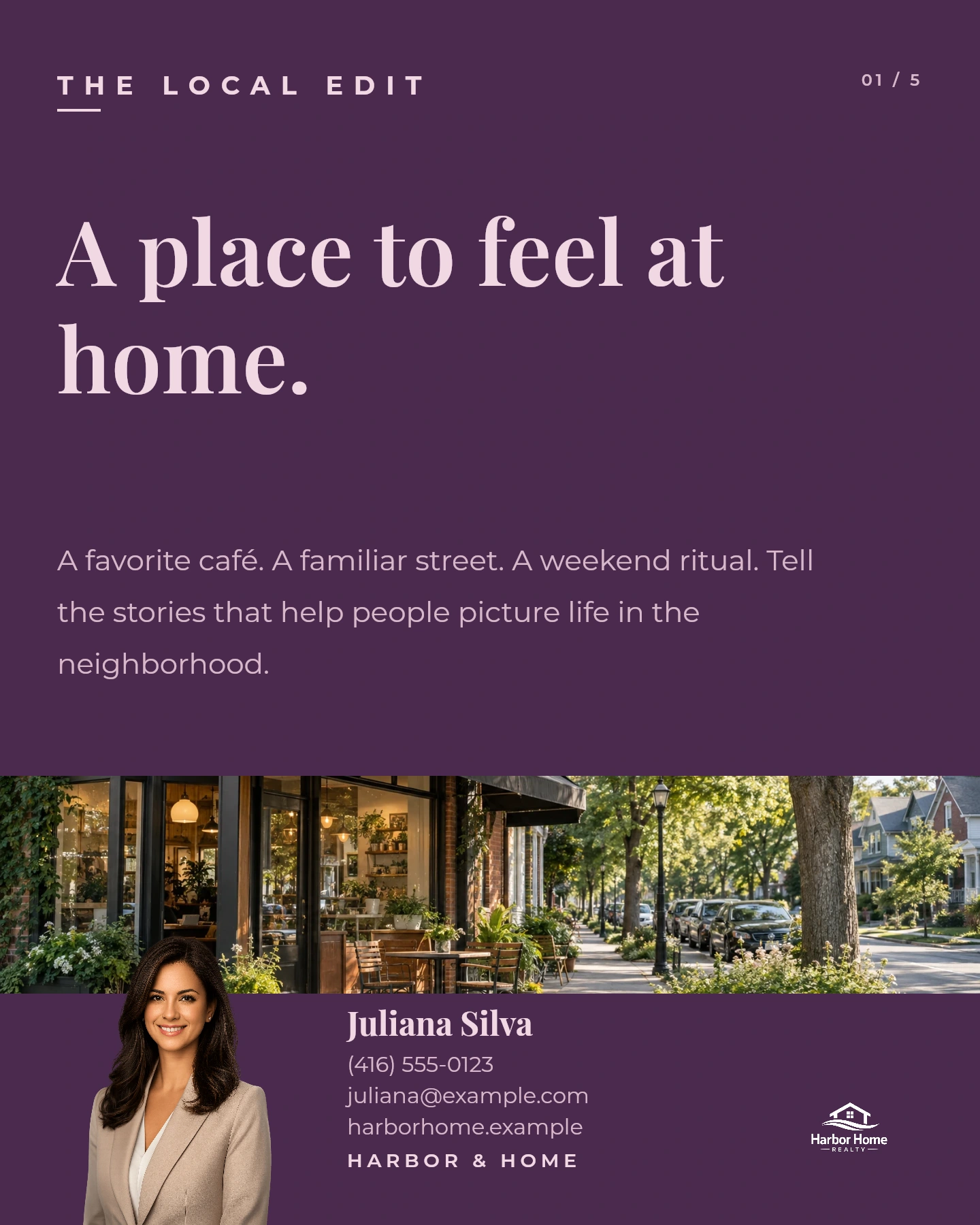 The Signal template with fictional Harbor and Home branding