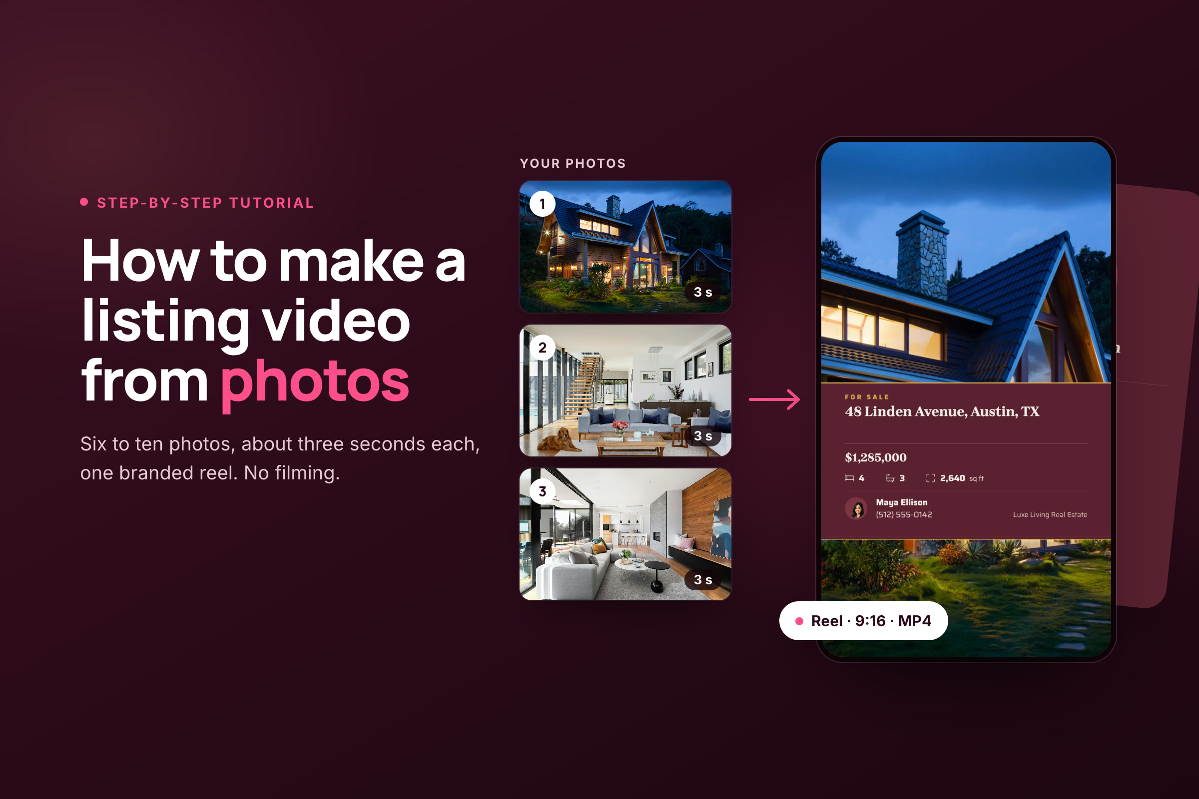 How to make a listing video from photos, with listing photos turned into a branded 9:16 reel