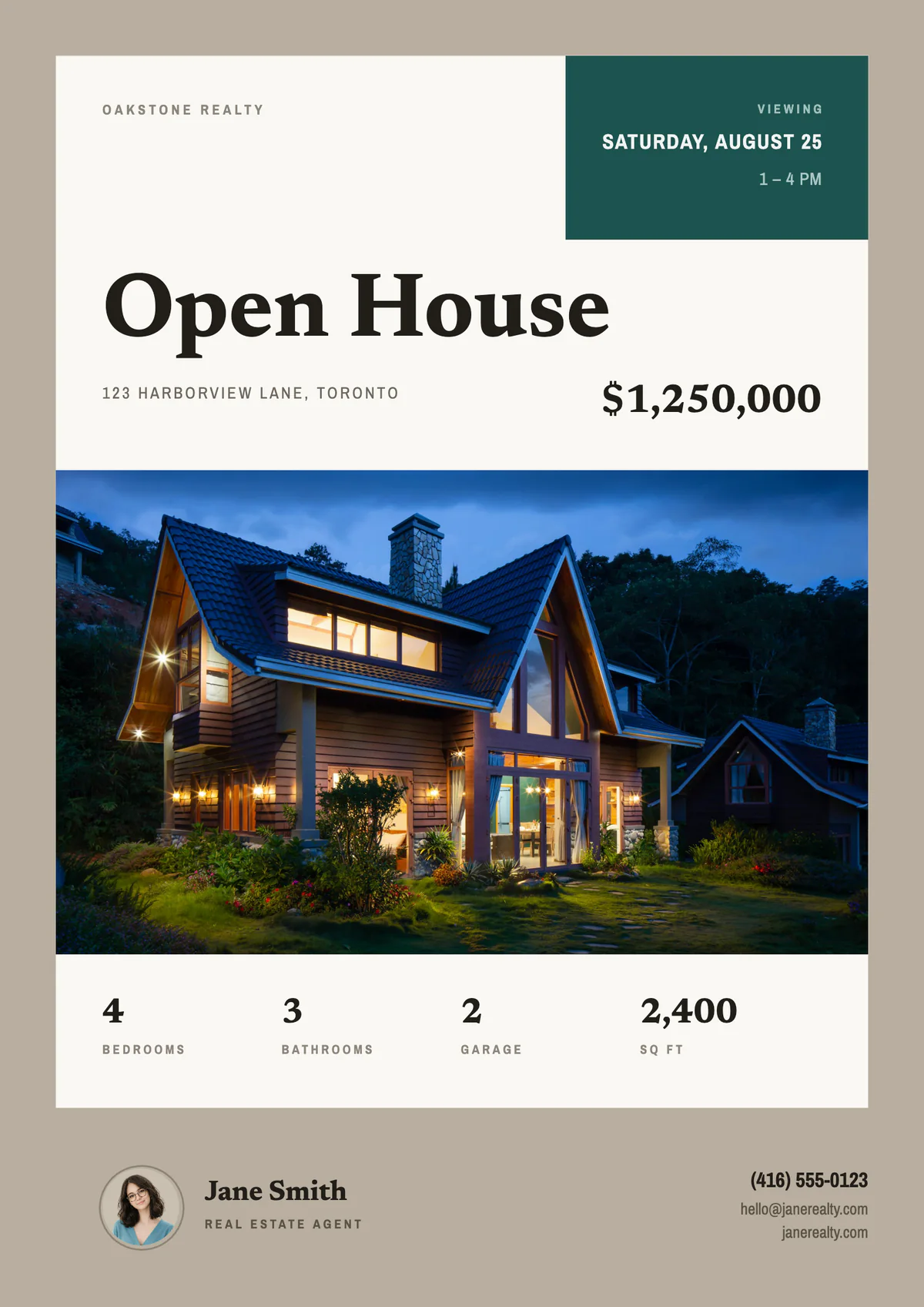 Limestone Cove open house flyer on A4 paper
