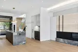 Bright living room with a sofa and coffee table