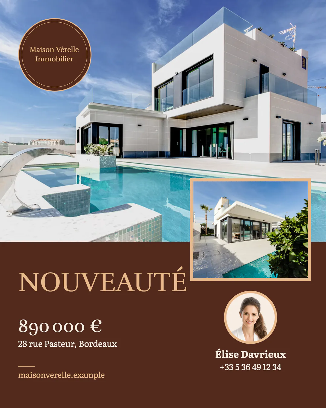 Publication immobilière Kiln Sienna pour les réseaux sociaux, avec un contenu d’exemple