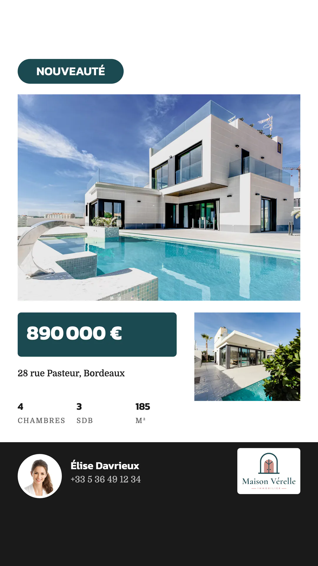 Story Instagram pour une nouvelle annonce, créée avec le modèle Marquee Tall
